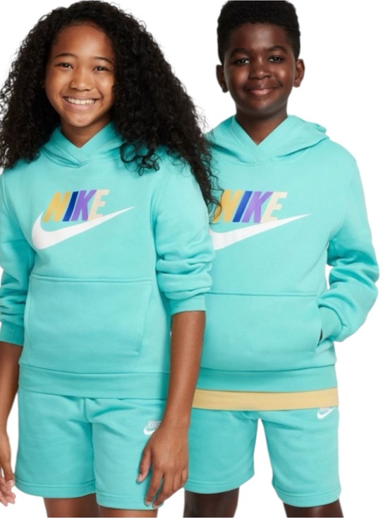 Nike Other - Nike Club Fleece Hoodie Teal Pullover with Multicolor Logo Youth Large